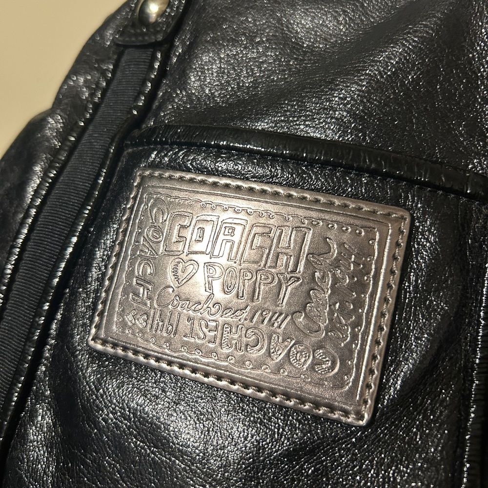 Coach Poppy Black Leather Shoulder Bag - Picture 6 of 11